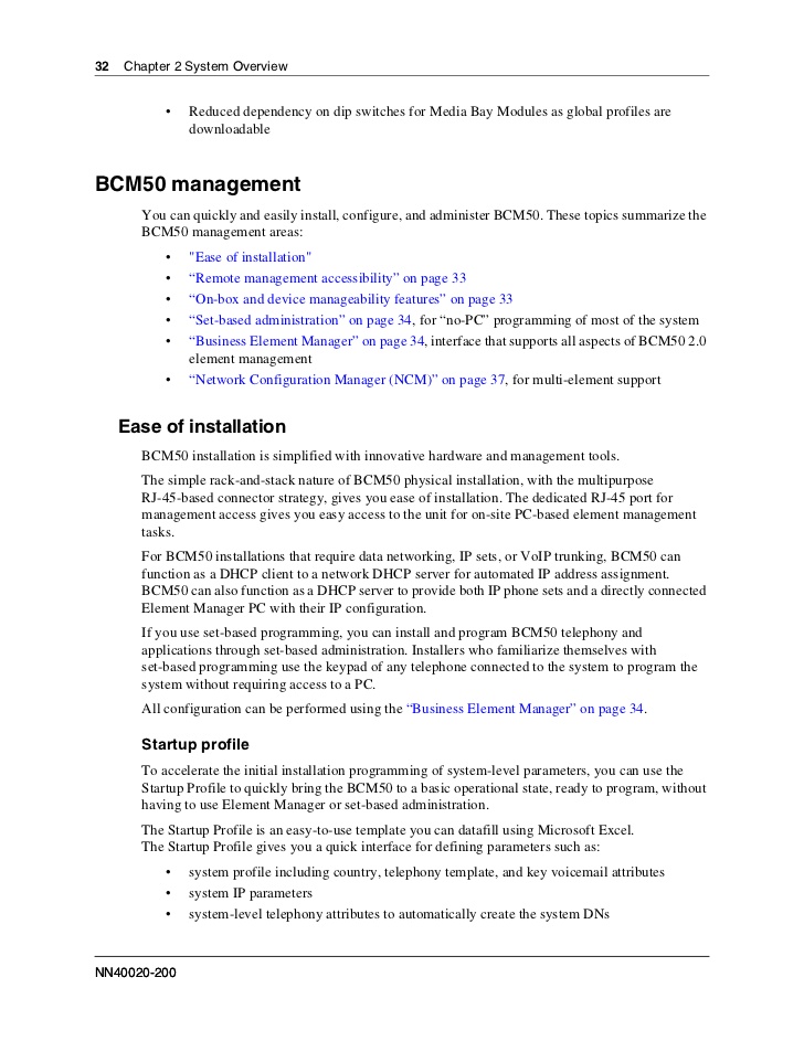 bcm50 business element manager